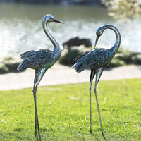 Thumbnail for Garden Crane Statue for Outdoor Blue Heron Decoy Garden Sculptures and Statues Metal Bird Yard Art for Lawn Patio Decor Set Of
