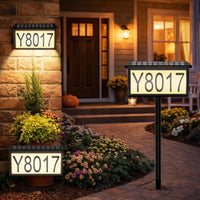 Thumbnail for 2 in 1 Solar Address Sign for Yard Lighted House Numbers Waterproof Illuminated Address Plaque with Stakes 22 Leds 3 Color Lighting Modes Wall Mounted/In Ground 2 Ways for outside Street