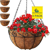 Thumbnail for Hanging Planters for Outdoor Plants, 4 Pk, with Coco Liners 