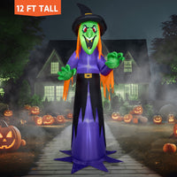 Thumbnail for 12 Ft Halloween Inflatable Witch Decoration with Built-In Leds,Witch Halloween Decorations Outdoor Blow up Yard Lawn Decoration