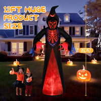 Thumbnail for 12Ft Halloween Inflatable Grim Reaper, Spooky Blow up Yard Decor with Built-In 7 Modes 3D LED Flame Lights for Holiday Party Garden Patio Lawn