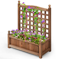 Thumbnail for Solid Wood Planter Box with Trellis Weather-Resistant Outdoor 25''X11''X30''