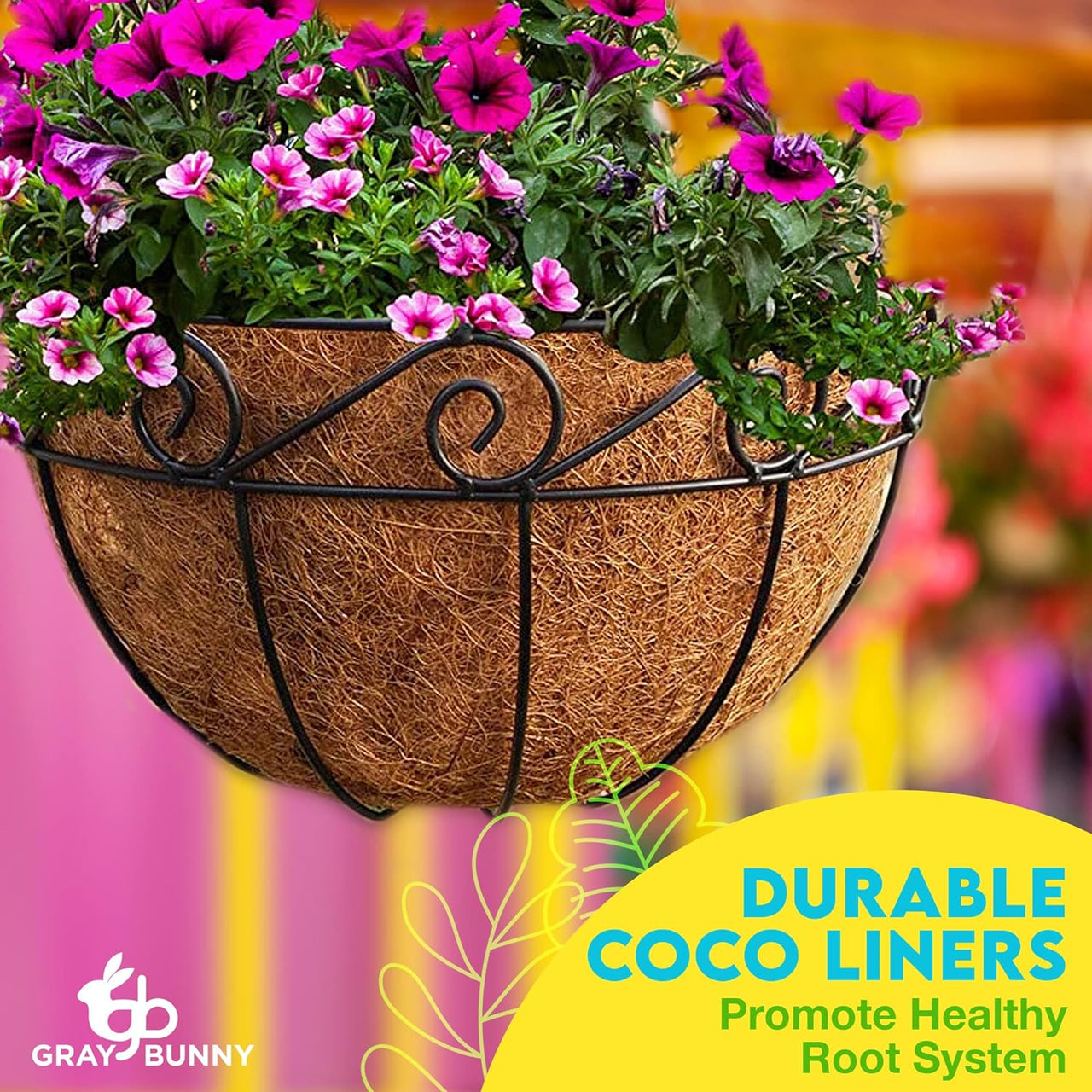 Hanging Planters for Outdoor Plants, 4 Pk, with Coco Liners 