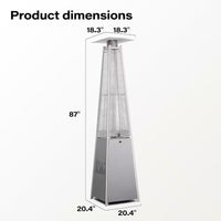 Thumbnail for 48,000 BTU Stainless Steel Pyramid Patio Flame Propane Gas Patio Heater with Wheels