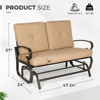 Thumbnail for Outdoor Patio Glider Chair, Rocking Glider Bench for 2 Person, Porch Furniture Loveseat Seating, Wrought Iron Patio Gliders for Outside, Porch, Garden(Brown)