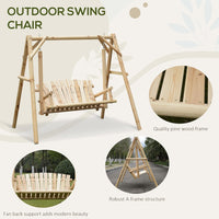 Thumbnail for 2-Seat Porch Swing with Stand, Wooden Patio Swing Chair Bench, for Garden, Poolside, Backyard, Natural