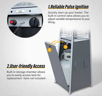 Thumbnail for 87'' Tall Pyramid Patio Heater with Wheels, Glass Tube Flame Heating 48000 BTU & Dust Cover