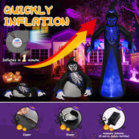 Thumbnail for 12Ft Halloween Inflatable Grim Reaper, Spooky Blow up Yard Decor with Built-In 7 Modes 3D LED Flame Lights for Holiday Party Garden Patio Lawn