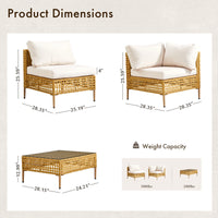 Thumbnail for 7-Piece Wicker Patio Furniture Set, Patio Furniture Set with Water Resistant Thick Cushions and Coffee Table, Beige