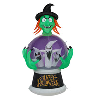 Thumbnail for 6 ' Halloween Wtch and Crystal-Ball Outdoor Halloween Inflatables for Patio Garden Decor