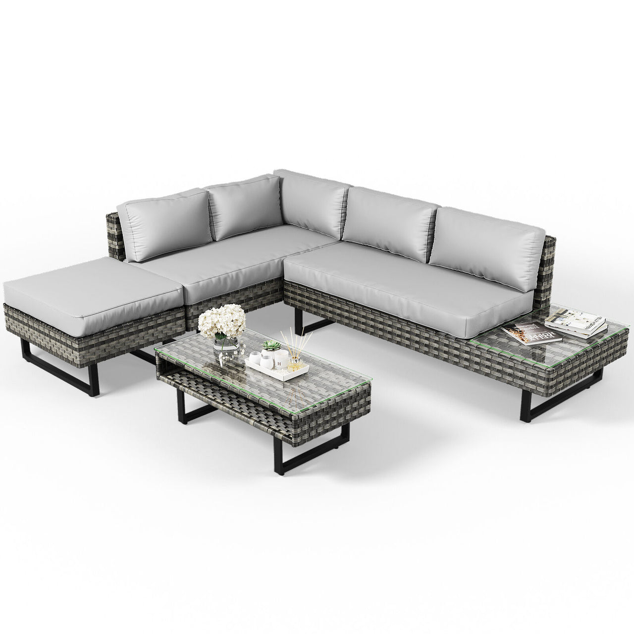 Patio Furniture Sets Outdoor Sofa W/ Table 4-Pieces