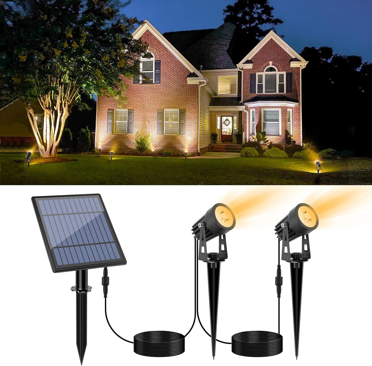 Led Solar Spotlights 9.8Ft Cable  Outdoor Garden