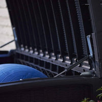 Thumbnail for Borneo 110 Gallon Rattan Plastic Outdoor Storage Deck Box Bench, Grey