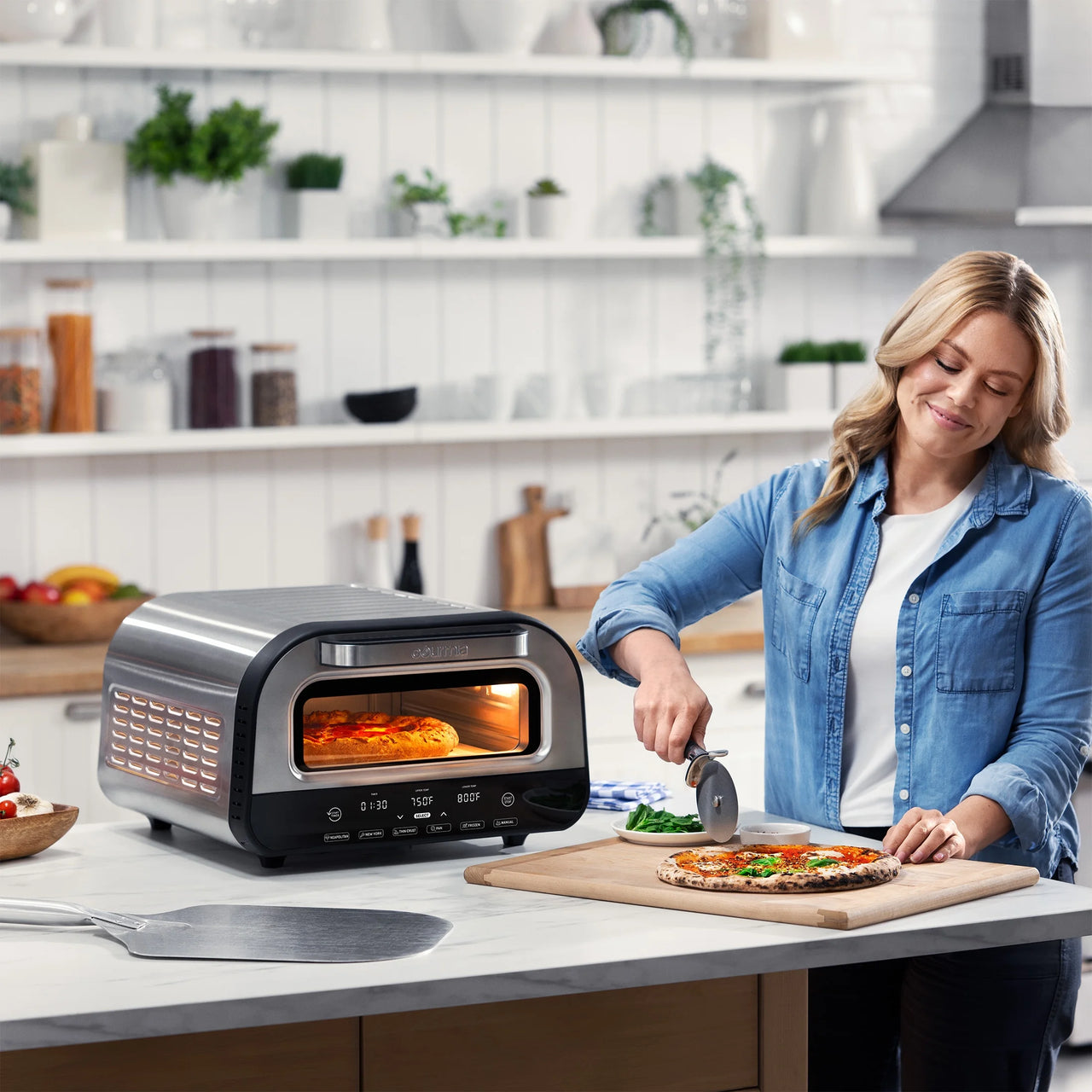 Pizzeria Indoor Pizza Oven, with 6 Pizza Presets & Simple Touch Controls, Electric, New