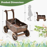Thumbnail for Decorative Wagon Cart Plant Flower Pot Stand Wooden Raised Garden Planter Box