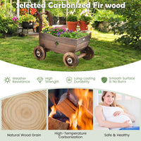Thumbnail for Decorative Wagon Cart Plant Flower Pot Stand Wooden Raised Garden Planter Box