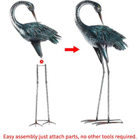 Thumbnail for Garden Crane Statue for Outdoor Blue Heron Decoy Garden Sculptures and Statues Metal Bird Yard Art for Lawn Patio Decor Set Of
