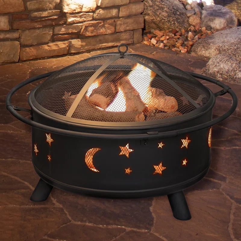 Outdoor Wood Burning Firepit with Screen