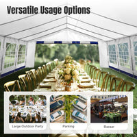 Thumbnail for 16 Ft. X 32 Ft. Large Outdoor Canopy Wedding Party Tent in White with Blue Stripes Removable Side Walls