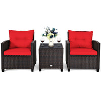 Thumbnail for 3 Pieces Rattan Patio Furniture Set With Washable Cushion