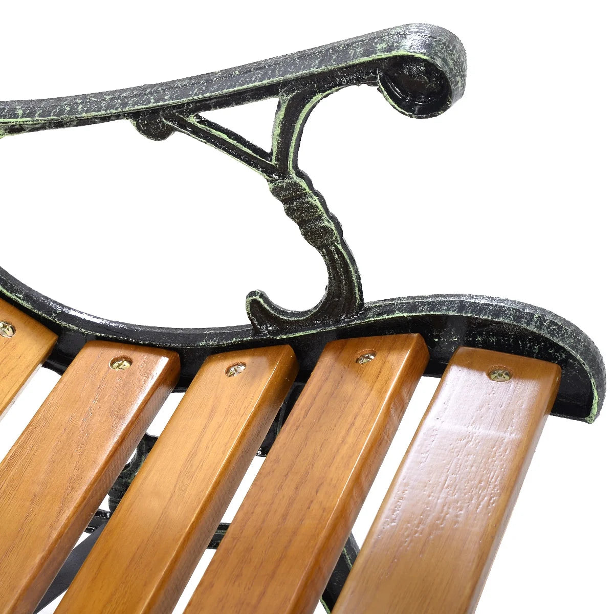 Garden Metal Bench Porch Path Hardwood Chair for Patio Park Outdoor Deck