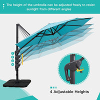 Thumbnail for 11FT Cantilever Patio Umbrella round Deluxe Offset Umbrella 360°Rotation & Integrated Tilting System Heavy Duty Patio Hanging Umbrella for Market Garden Deck Pool Backyard Patio (Blue)
