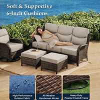 Thumbnail for 6 Pieces Luxury Outdoor Patio Furniture Sets Outdoor Conversation Sets with Swivel Rocker Patio Chairs with 6