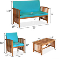 Thumbnail for Outdoor Acacia Wood Sofa Set W/Water Resistant Cushions 