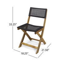 Thumbnail for Outdoor Acacia Wood and Wicker 3 Piece Folding Bistro Set