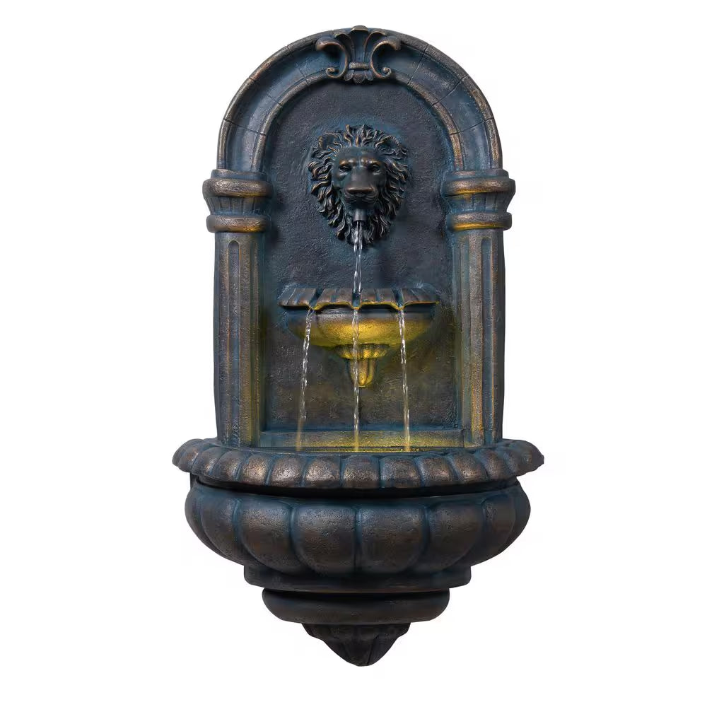 34 In. Electric Polyresin Tiered Fountain with Built-In Pump and Weather-Resistant Finish in Natural Stone