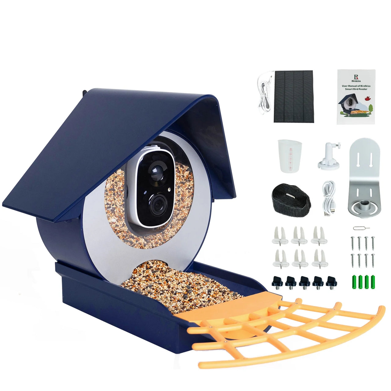 Smart Bird Feeder with Camera,  Outdoor Bird Camera with 1080P HD Video, APP Real-Time Notifications, AI Identify Bird, Wifi Connection & Seed Guard, Blue