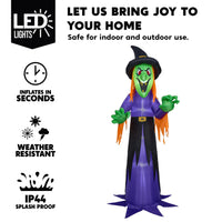 Thumbnail for 12 Ft Halloween Inflatable Witch Decoration with Built-In Leds,Witch Halloween Decorations Outdoor Blow up Yard Lawn Decoration