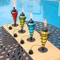 Thumbnail for Swirling Metal/Glass Tabletop Torches - Set of 4-1 Blue, 1 Red, 1 Green and 1 Yellow