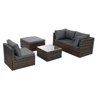 Thumbnail for 5 Piece Outdoor Patio Furniture Sets All Weather Outdoor Sofa PE Garden Furniture Wicker Rattan Patio Conversation Set with Coffee Table, Gray Cushions