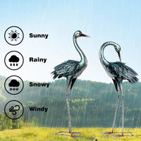 Thumbnail for Garden Crane Statue for Outdoor Blue Heron Decoy Garden Sculptures and Statues Metal Bird Yard Art for Lawn Patio Decor Set Of