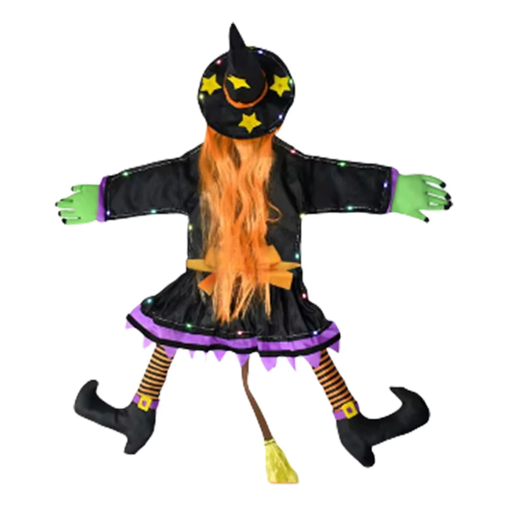 Halloween Crashing Witch into Tree Halloween Outdoor Decoration 2 Mode with Light Flying Witch Lawn Patio Tree Garden Decoration