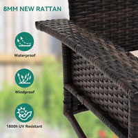 Thumbnail for 3-Seats Wicker Hanging Porch Swing Chair