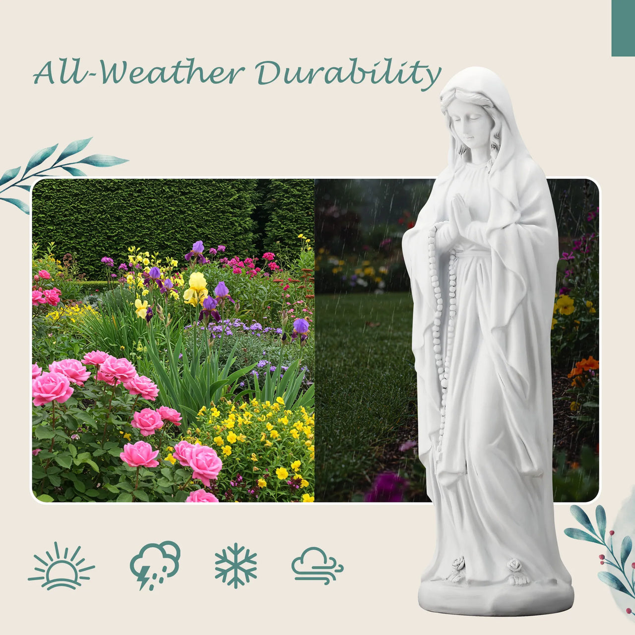 Outdoor Religious Sculpture, Garden Decor, Waterproof Sculpture, Suitable for Courtyard, Front Porch, Patio