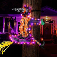 Thumbnail for Halloween Crashing Witch into Tree Halloween Outdoor Decoration 2 Mode with Light Flying Witch Lawn Patio Tree Garden Decoration