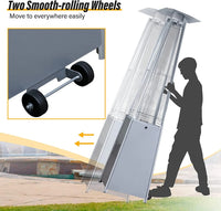 Thumbnail for 87'' Tall Pyramid Patio Heater with Wheels, Glass Tube Flame Heating 48000 BTU & Dust Cover