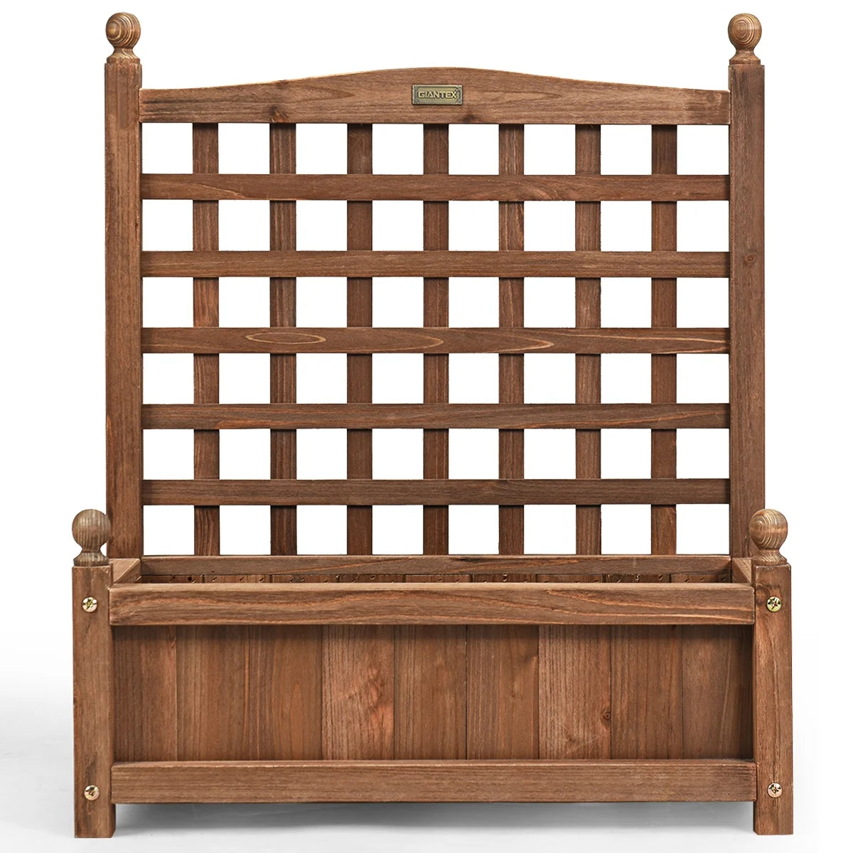 Solid Wood Planter Box with Trellis Weather-Resistant Outdoor 25''X11''X30''