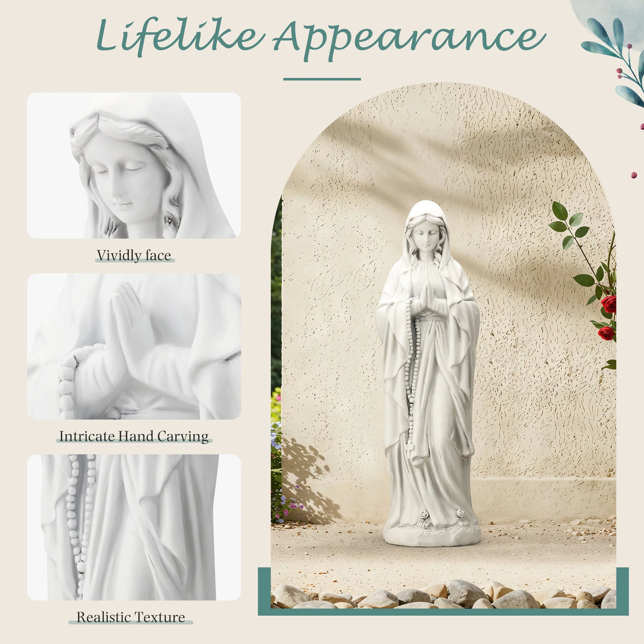 Outdoor Religious Sculpture, Garden Decor, Waterproof Sculpture, Suitable for Courtyard, Front Porch, Patio