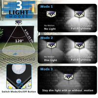 Thumbnail for 4 Pack Solar Lights Outdoor, 3 Modes/100Led Solar Security Lights Wireless IP65 Waterproof Solar Motion Lights Outdoor Solar Wall Lights Outdoor Lights for Front Door, Backyard, Garage, Deck…