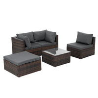 Thumbnail for 5 Piece Outdoor Patio Furniture Sets All Weather Outdoor Sofa PE Garden Furniture Wicker Rattan Patio Conversation Set with Coffee Table, Gray Cushions