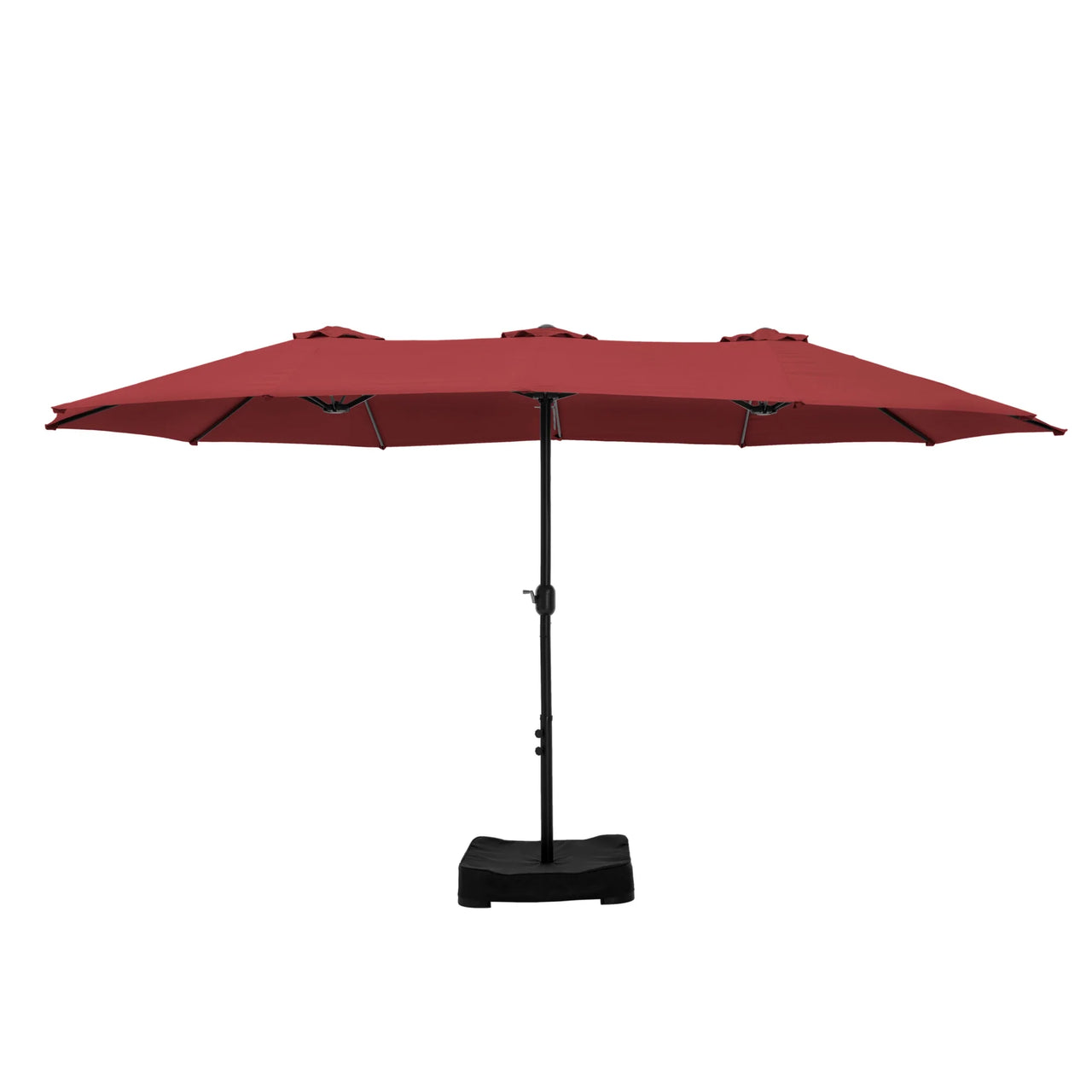 15 Ft Large Patio Umbrella with Base (Included) Double-Sided Rectangular Outdoor Deck Umbrella for outside - Burgundy