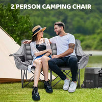 Thumbnail for XXXL Oversized 2 Person Fully Padded Camping Chair Heavy Duty Portable Folding Lawn Chair Patio Chair 600 Lbs. Capacity