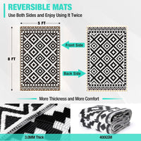 Thumbnail for HAUSHOF 5'X8' Outdoor Rug Waterproof with LED Strip Light, Reversible Outdoor...