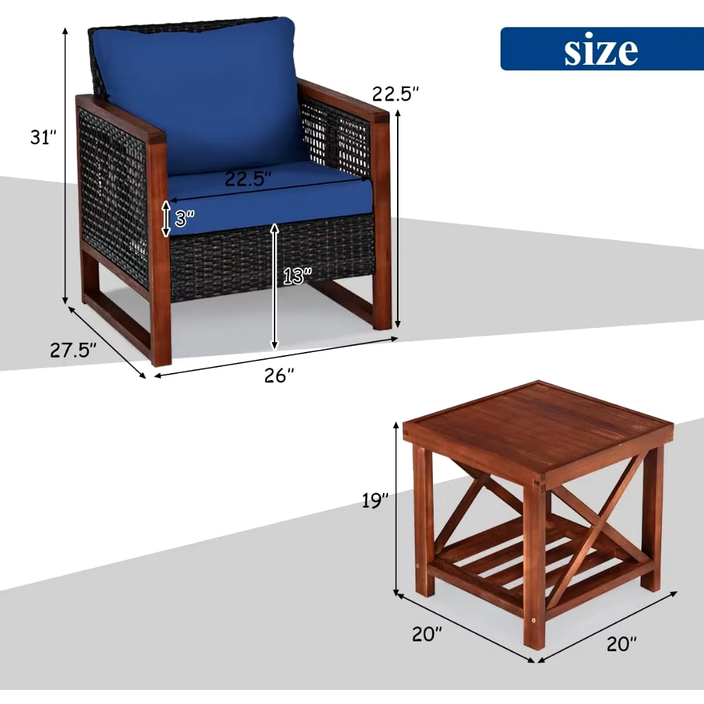 Patio Furniture Set, Rattan Outdoor Sofa Set 3 Pieces