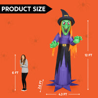 Thumbnail for 12 Ft Halloween Inflatable Witch Decoration with Built-In Leds,Witch Halloween Decorations Outdoor Blow up Yard Lawn Decoration