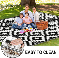 Thumbnail for Outdoor Rug,Reversible Mats, Plastic Straw Rug, Modern Indoor Outdoor Area Rug, Large Floor Mat and Rug for Outdoors, RV, Patio, Backyard, Deck, Picnic, Beach, Trailer, Camping, Black & White, 5' X 8'